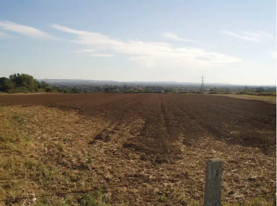 A rough, half ploughed field.