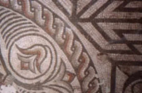 Mosaic floor made from tesserae.