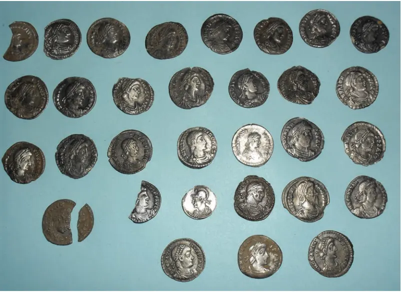 Some of the first hoard of silver siliquae.